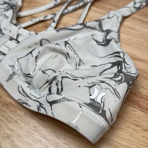 Women's Hurley Cream and metallic silver bikini top